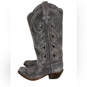 Rios of Mercedes Men's Cowboy Boots Grey Suede Leather size 8 Western